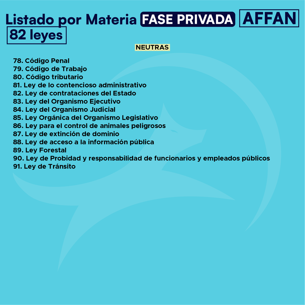 AFFAN Fase Privada - Listado por materia - Edición Leyit (Pegadas, No Personalizadas y Letra Estándar)