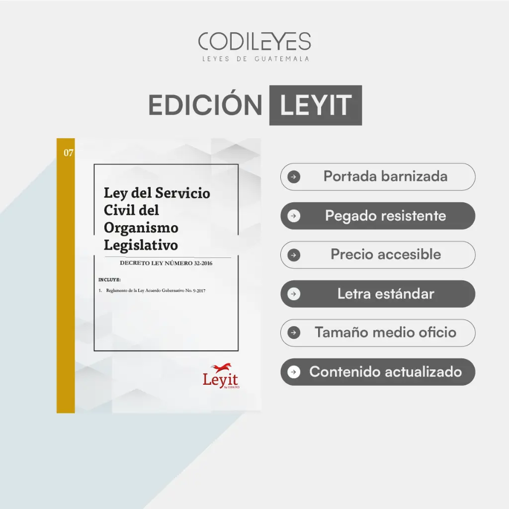 [LYI-LABO-07] Labo-07 Ley De Servicio Civil Del Organismo Legislativo  (Pegada, Sin Personalizar, Sin Nombre, Sin Logo)