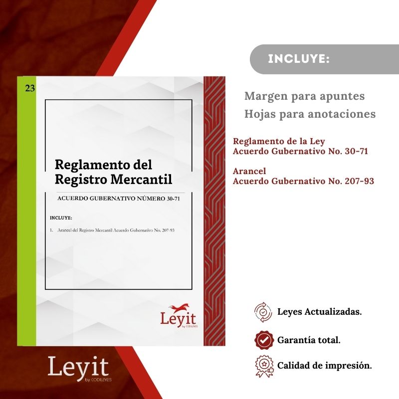 Merc-23 Arancel Y Reglamento Del Registro Mercantil General De La República