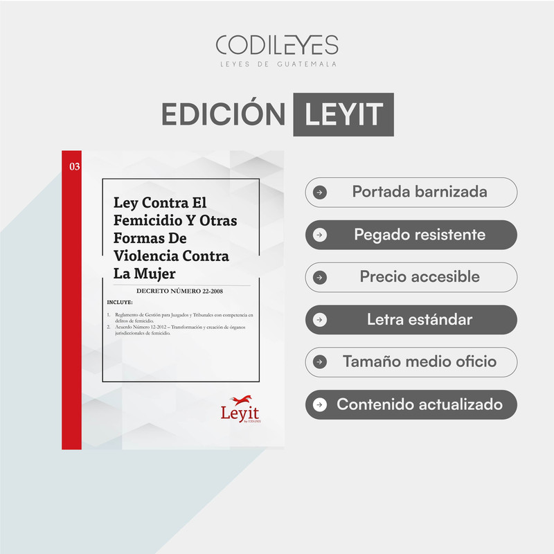 [LYI-PEN-03] Pen-03 Ley Contra El Femicidio Y Otras Formas De Violencia Contra La Mujer (Pegada, Sin Personalizar, Sin Nombre, Sin Logo)