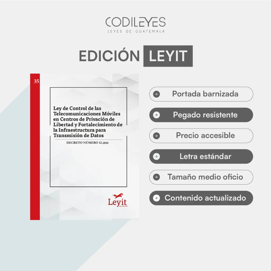 [LYI-PEN-35] Pen-35 Ley De Control De Las Telecomunicaciones Móviles En Centros De Privación De Libertad Y Fortalecimiento De La Infraestructura Para Transmisión De Datos (Pegada, Sin Personalizar, Sin Nombre, Sin Logo)