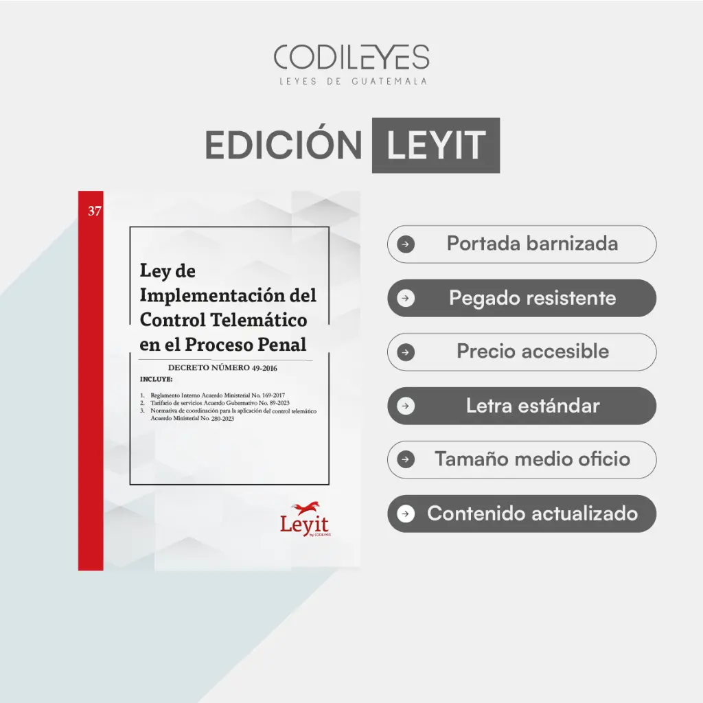 [LYI-PEN-37] Pen-37 Ley De Implementación Del Control Telemático En El Proceso Penal  (Pegada, Sin Personalizar, Sin Nombre, Sin Logo)