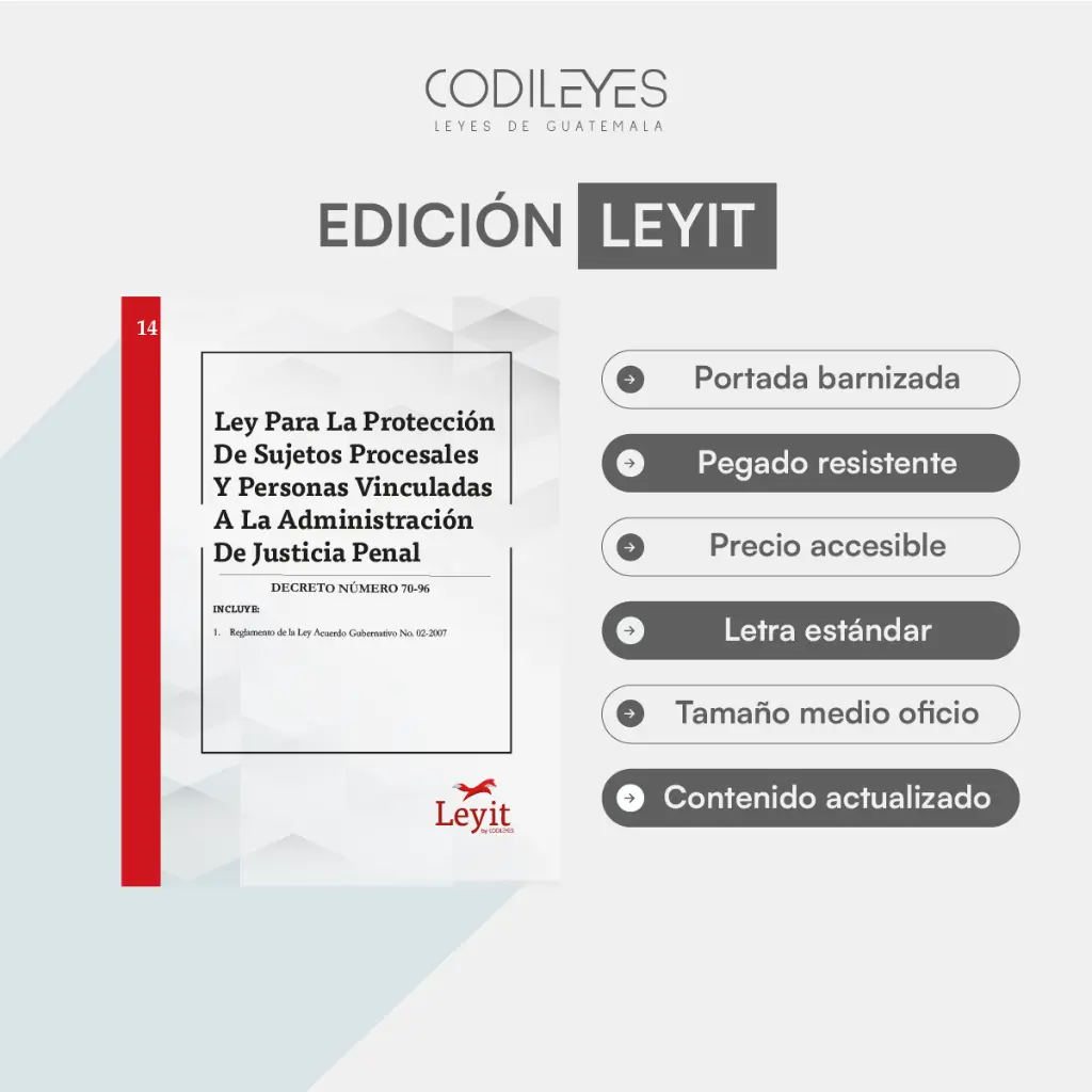 [LYI-PEN-14] Pen-14 Ley Para La Protección De Sujetos Procesales  (Pegada, Sin Personalizar, Sin Nombre, Sin Logo)
