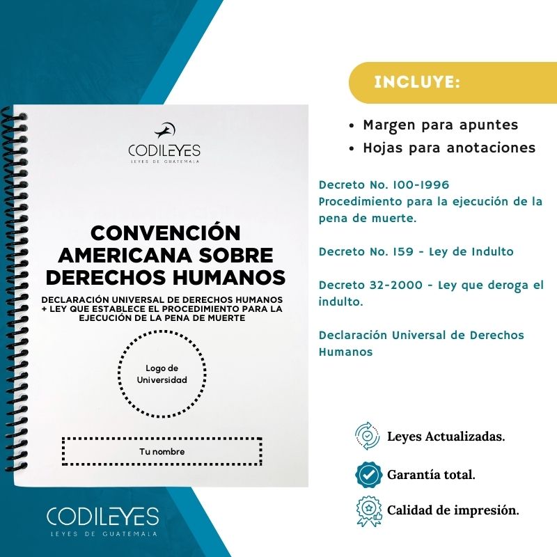 Pen-20 Pacto De San José De Costa Rica + Ley Para Ejecución De Pena De Muerte + Declaración Universal De Derechos Humanos