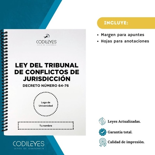 Admin-45 Ley Del Tribunal De Conflictos De Jurisdicción  (Codi (Con espiral), Blanco, Con Nombre✅, Con Logo✅)