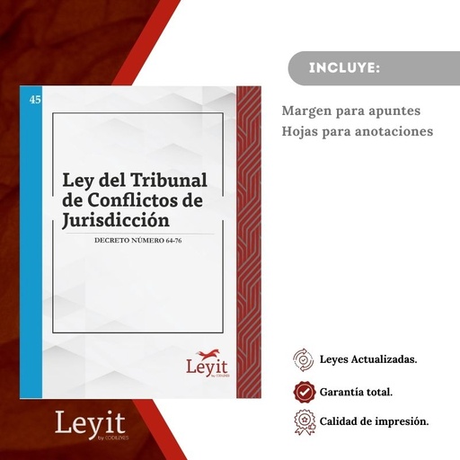 [LYI-ADMIN-45] Admin-45 Ley Del Tribunal De Conflictos De Jurisdicción  (Leyit (Pegada), Sin Personalizar, Sin Nombre, Sin Logo)