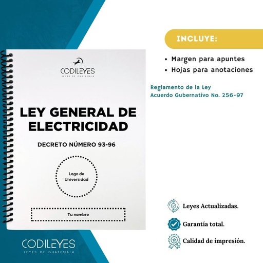 Admin-46 Ley General De Electricidad (Codi (Con espiral), Blanco, Con Nombre✅, Con Logo✅)