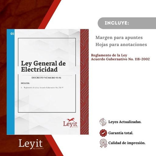 [LYI-ADMIN-46] Admin-46 Ley General De Electricidad (Leyit (Pegada), Sin Personalizar, Sin Nombre, Sin Logo)