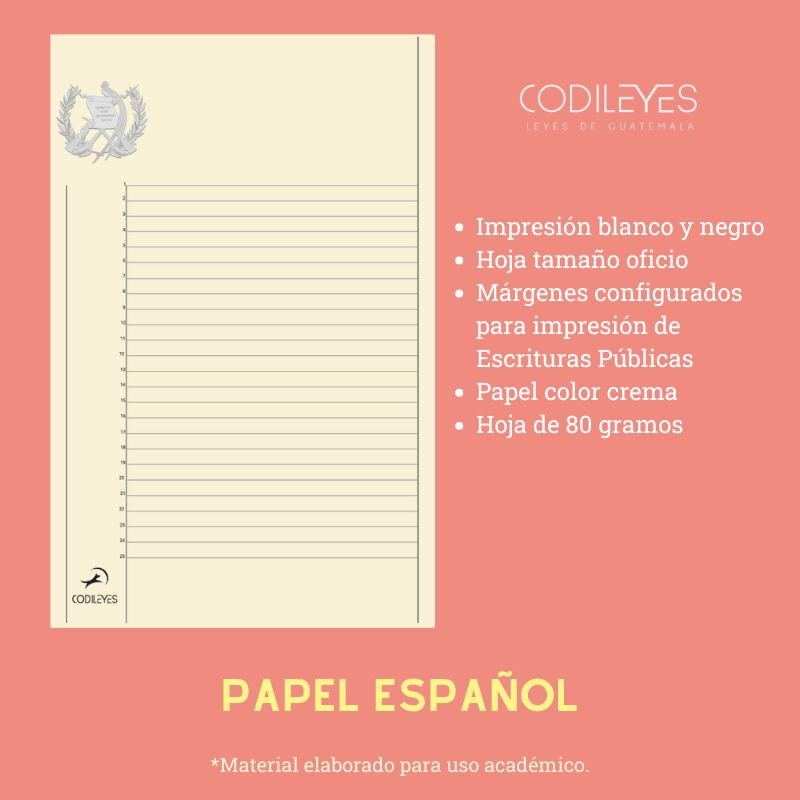 100 U. Papel Protocolo con Fines Académicos