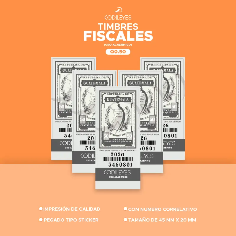 Paquete de 5 Timbres Fiscales (uso académico)