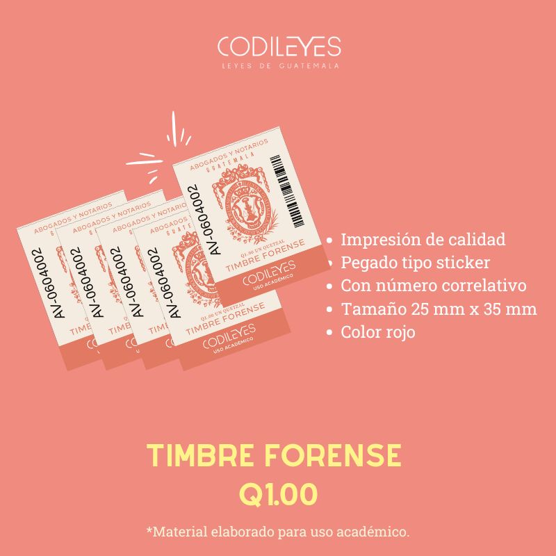Paquete de 5 Timbres Forenses de Q1.00 (uso académico)