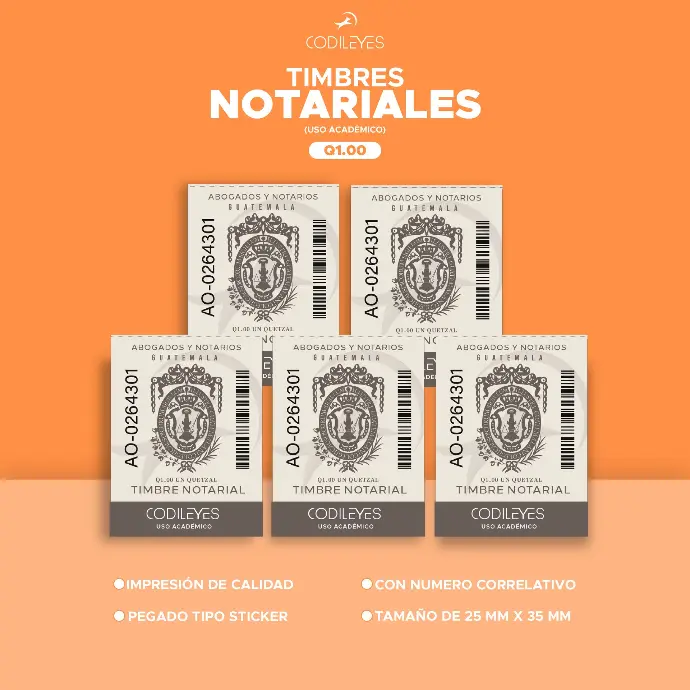 Paquete de 5 Timbres Notariales (uso académico)