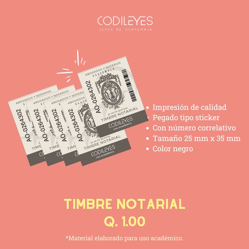 Paquete de 5 Timbres Notariales (uso académico)
