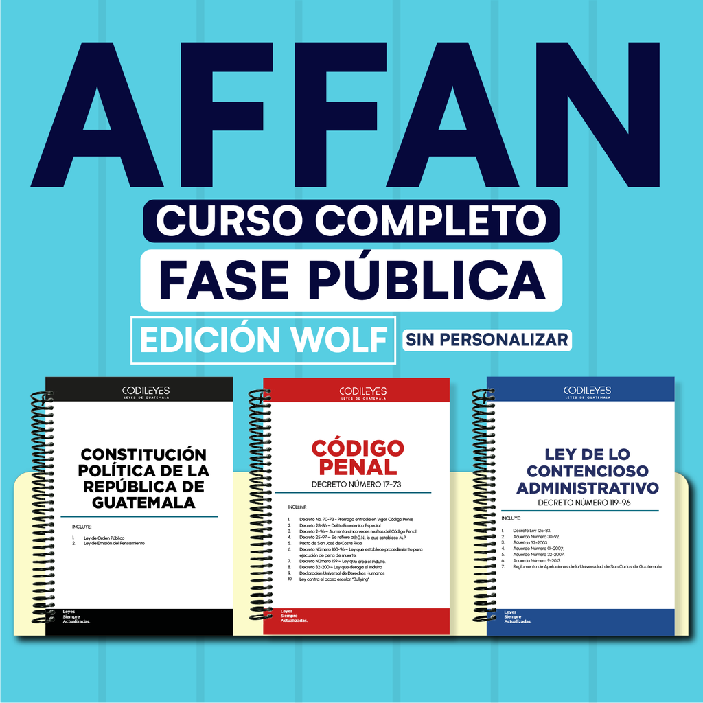 AFFAN - Paquete de 38 Leyes Fase Pública - Curso Completo (Wolf🐺❌ Sin personalizar)