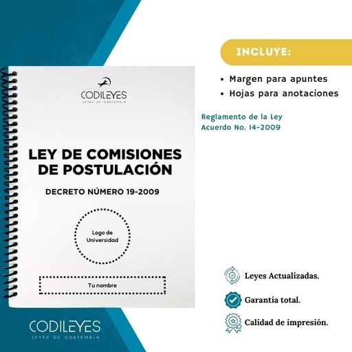 Admin-07 Ley De Comisiones De Postulación  (Codi (Con espiral), Blanco, Con Nombre✅, Con Logo✅)