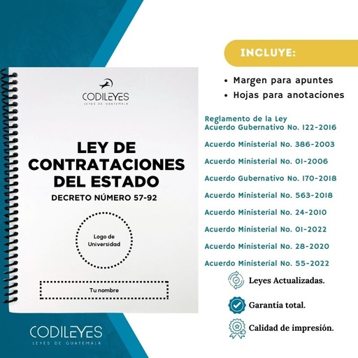 Admin-08 Ley De Contrataciones Del Estado  (Codi (Con espiral), Blanco, Con Nombre✅, Con Logo✅)