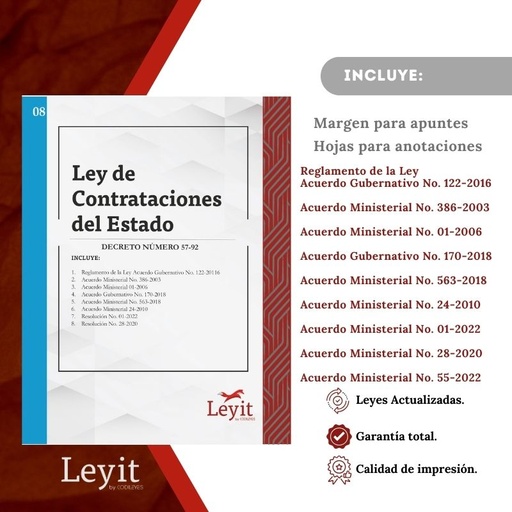 [LYI-ADMIN-08] Admin-08 Ley De Contrataciones Del Estado  (Leyit (Pegada), Sin Personalizar, Sin Nombre, Sin Logo)