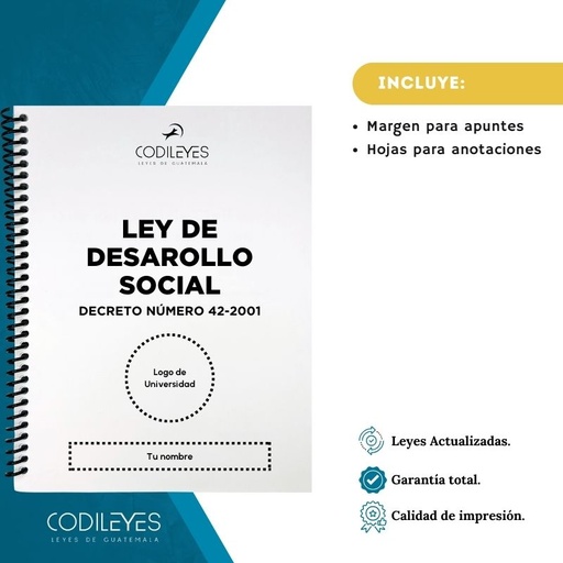 Admin-34 Ley De Desarrollo Social (Codi (Con espiral), Blanco, Con Nombre✅, Con Logo✅)