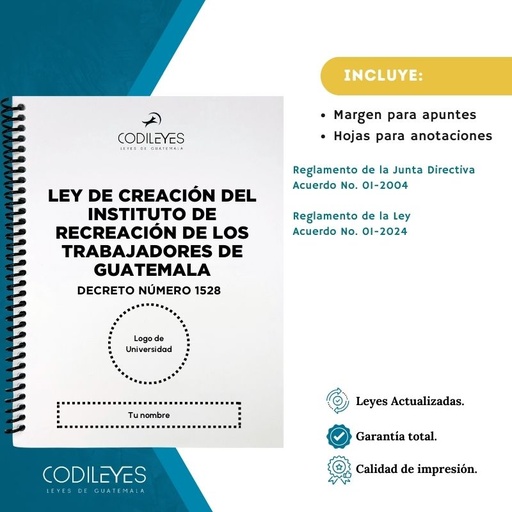 Admin-26 Ley Del IRTRA (Codi (Con espiral), Blanco, Con Nombre✅, Con Logo✅)