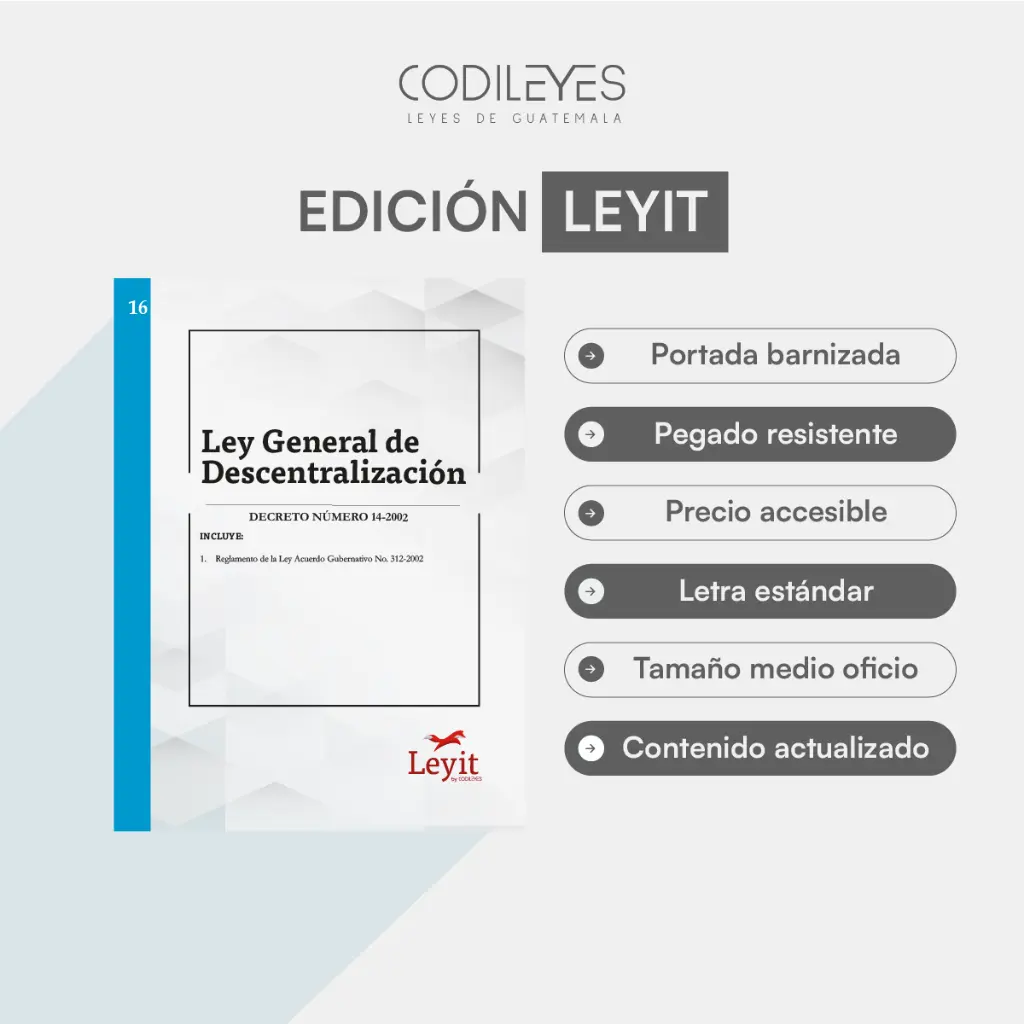 [LYI-ADMIN-16] Admin-16 Ley General De Descentralización  (Pegada, Sin Personalizar, Sin Nombre, Sin Logo)