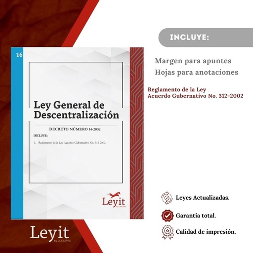 [LYI-ADMIN-16] Admin-16 Ley General De Descentralización  (Leyit (Pegada), Sin Personalizar, Sin Nombre, Sin Logo)