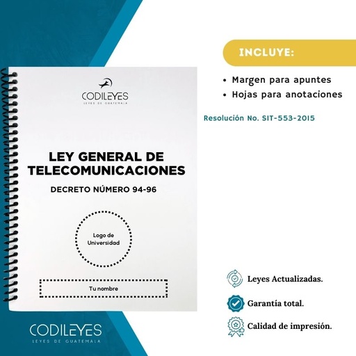 Admin-14 Ley General De Telecomunicaciones (Blanco, Con Nombre✅, Con Logo✅, Codi (Con espiral))
