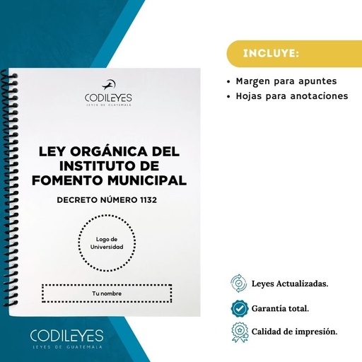 Admin-43 Ley Orgánica Del Instituto De Fomento Municipal  (Codi (Con espiral), Blanco, Con Nombre✅, Con Logo✅)