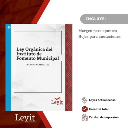 [LYI-ADMIN-43] Admin-43 Ley Orgánica Del Instituto De Fomento Municipal  (Leyit (Pegada), Sin Personalizar, Sin Nombre, Sin Logo)