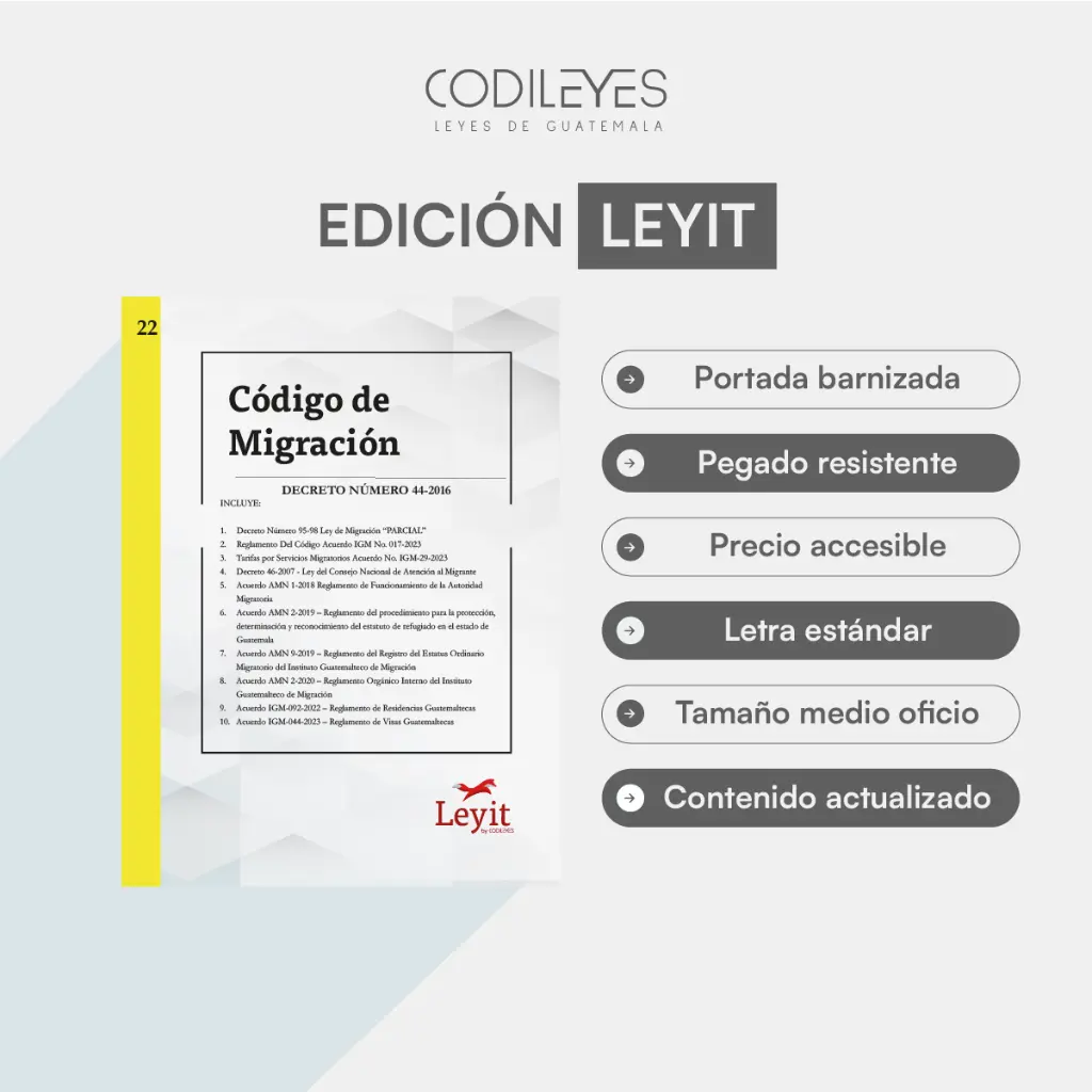 [LYI-CIV-22] Civ-22 Código de Migración + Ley de Migración (Ley Parcial) (Pegada, Sin Personalizar, Sin Nombre, Sin Logo)