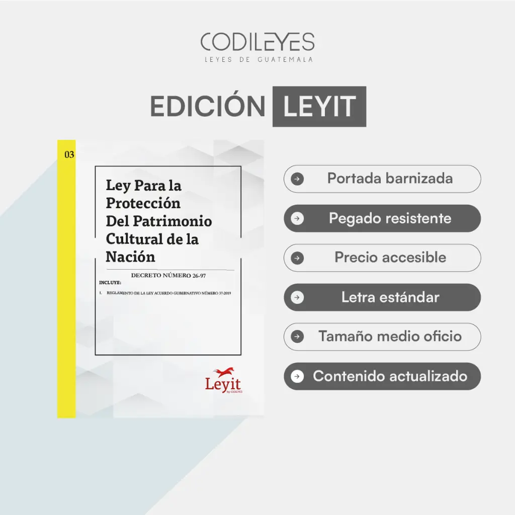 [LYI-CIV-03] Civ-03 Ley Para La Protección Del Patrimonio Cultural  (Pegada, Sin Personalizar, Sin Nombre, Sin Logo)