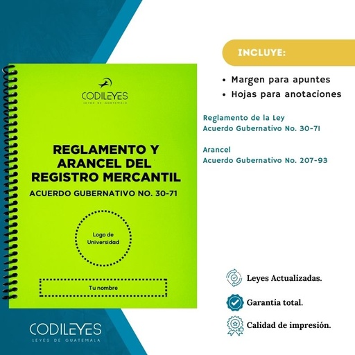 Merc-23 Arancel Y Reglamento Del Registro Mercantil General De La República