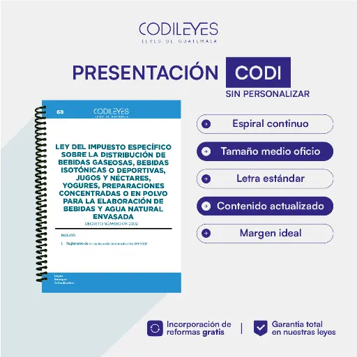 Admin-68 Ley Del Impuesto Específico Sobre La Distribución De Bebidas Gaseosas, Bebidas Isotónicas O Deportivas, Jugos Y Néctares, Yogures, Preparaciones Concentradas O En Polvo Para La Elaboración De Bebidas Y Agua Natural Envasada
