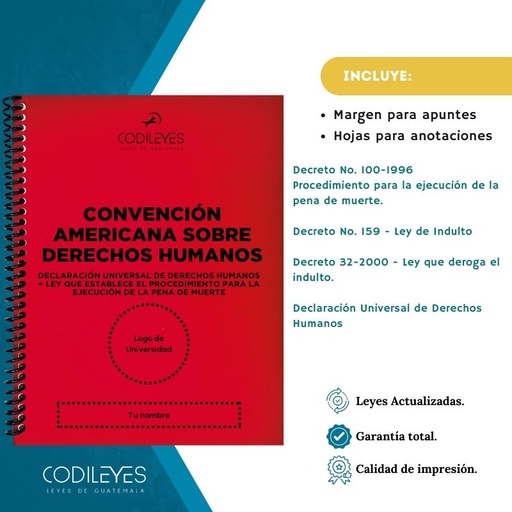 Pen-20 Pacto De San José De Costa Rica + Ley Para Ejecución De Pena De Muerte + Declaración Universal De Derechos Humanos