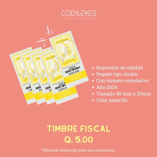 Paquete de 5 Timbres Fiscales (uso académico)