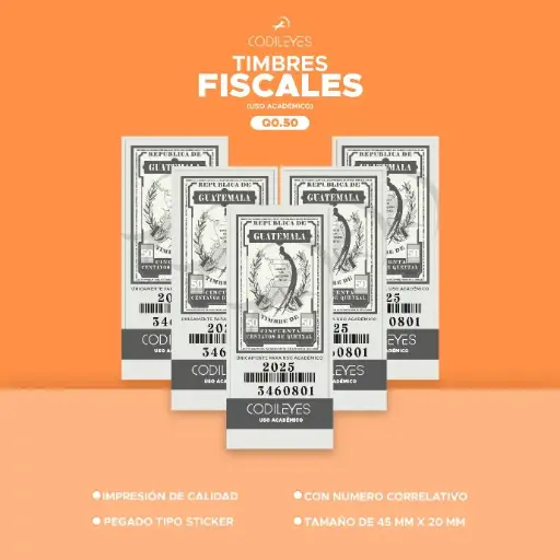 Paquete de 5 Timbres Fiscales (uso académico)