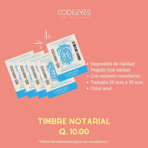 Paquete de 5 Timbres Notariales (uso académico)