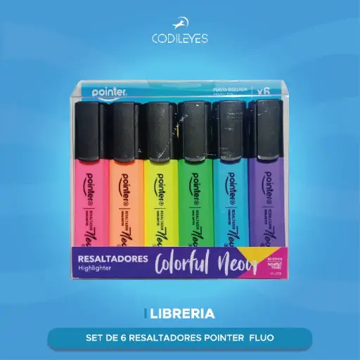 [SET-PONT-FLUO] Set de 6 Resaltadores Pointer Fluo